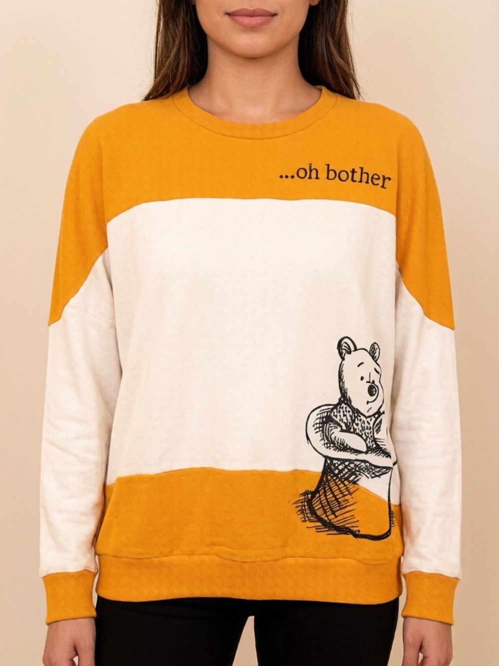 Disney Winnie The Pooh “Oh Bother” Sweatshirt Women’s XS Colorblock Yellow